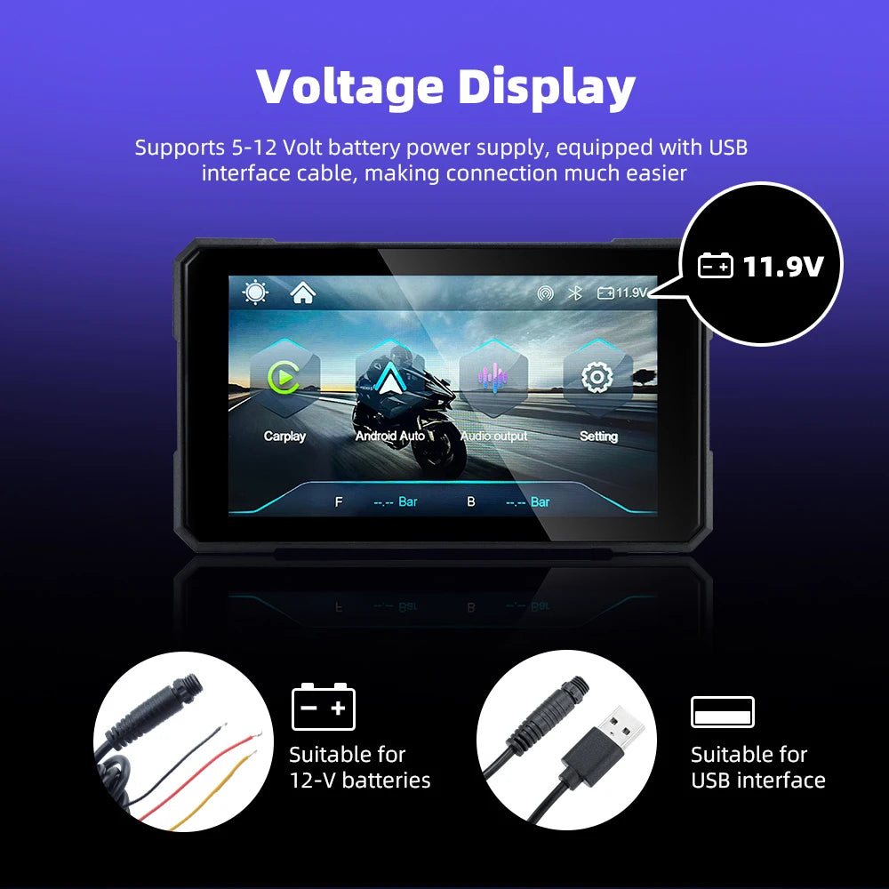 EKIY 5.0 inch Wireless CarPlay Moto Android Auto Portable Digital Motorcycle Dashboard GPS Navigation Removable Display Screen