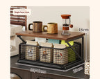 Kitchen Counter Shelf Organizer Ironwood Drawer Storage Rack Coffee Accessories Station for Room and Pantry Home Storage