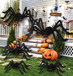Giant Black Plush Spider Halloween Decoration 30-200cm Horror Haunted House Props Indoor Outdoor Party Scary Decor