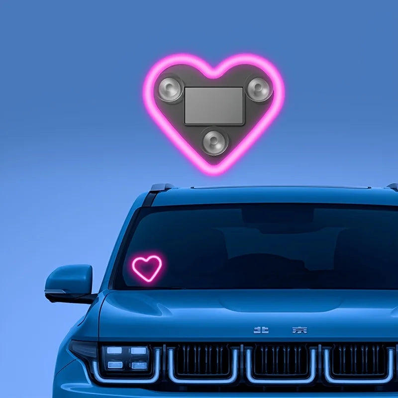 Solar LED Car Neon Lights – Heart Shape | RGB Atmosphere Light