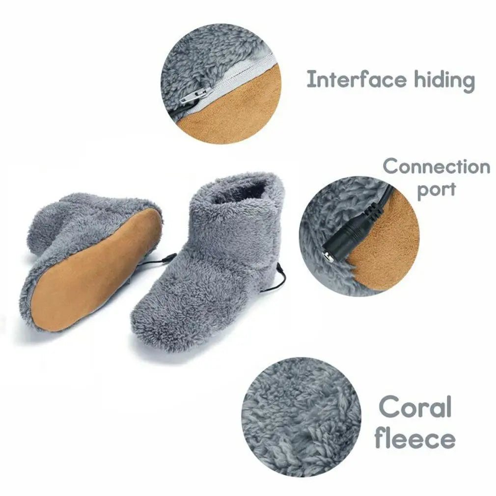 Gift Comfortable Washable USB Charging Electric Heated Shoes Warm Foot Winter Warming Slipper Foot Warmer Shoes