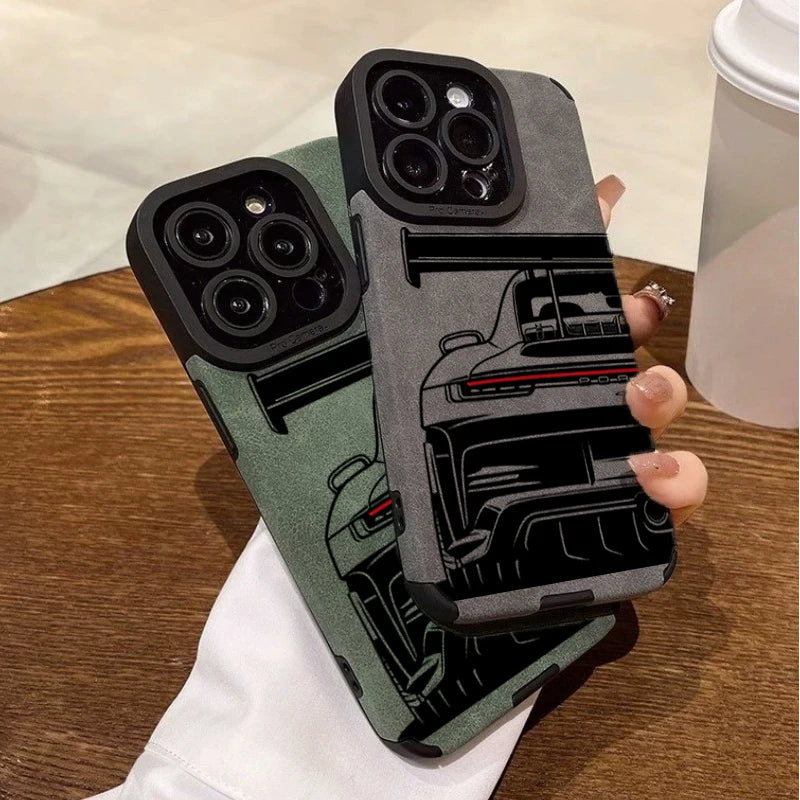 Cool Sports Car Phone Case For iPhone 18 Pro Max 17 16 15 Plus 14 13 12 11 17 Pro Air XR X XS 7 Plus SE 2022 Faux Leather Cover