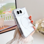 Luxury Clear Shockp Magnetic Wireless Charging Phone Case For iPhone Duo 18 Duo 18 Ultra Hinge Magsafe PC Hard Protect Cover