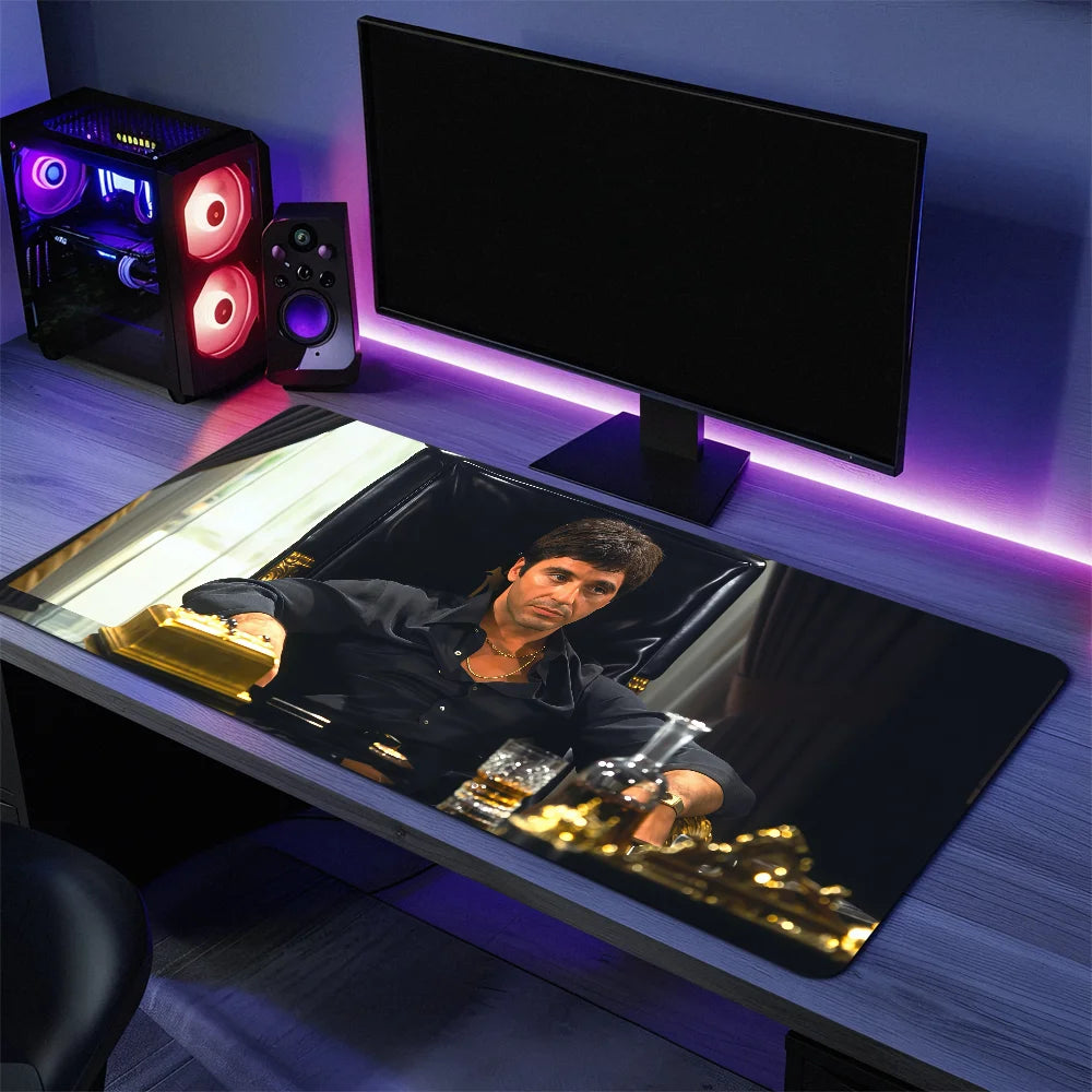 Film Scarface Tony Montana Mouse Pad Large Desk Mat Keyboard Ergonomic Office Rubber PC Non-slip Anti-fray Home Custom