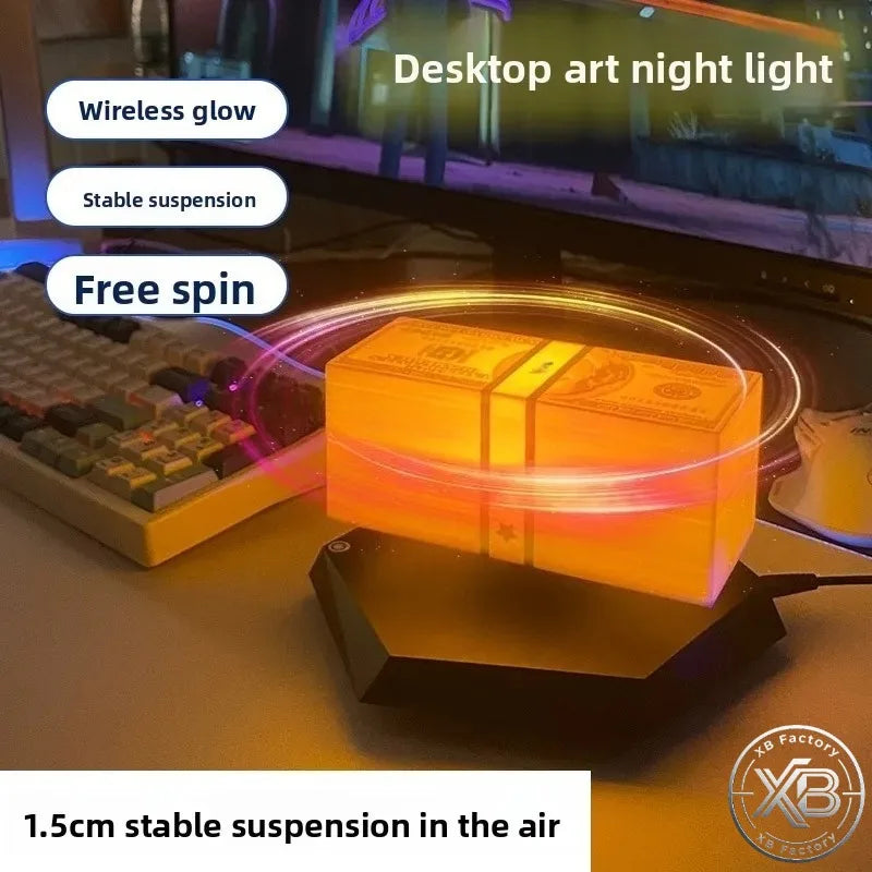 Floating Money Lamp for Fans Levitating Dollar Lamp Desk Gadget for Game Room Office Man Cave Decor Unique Gift for Gamers
