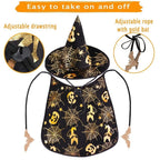 Funny Pumpkin Pet Halloween Costumes Cape Adjustable Soft Cats Cosplay Clothes Bat Black Halloween Pet Apparel Party