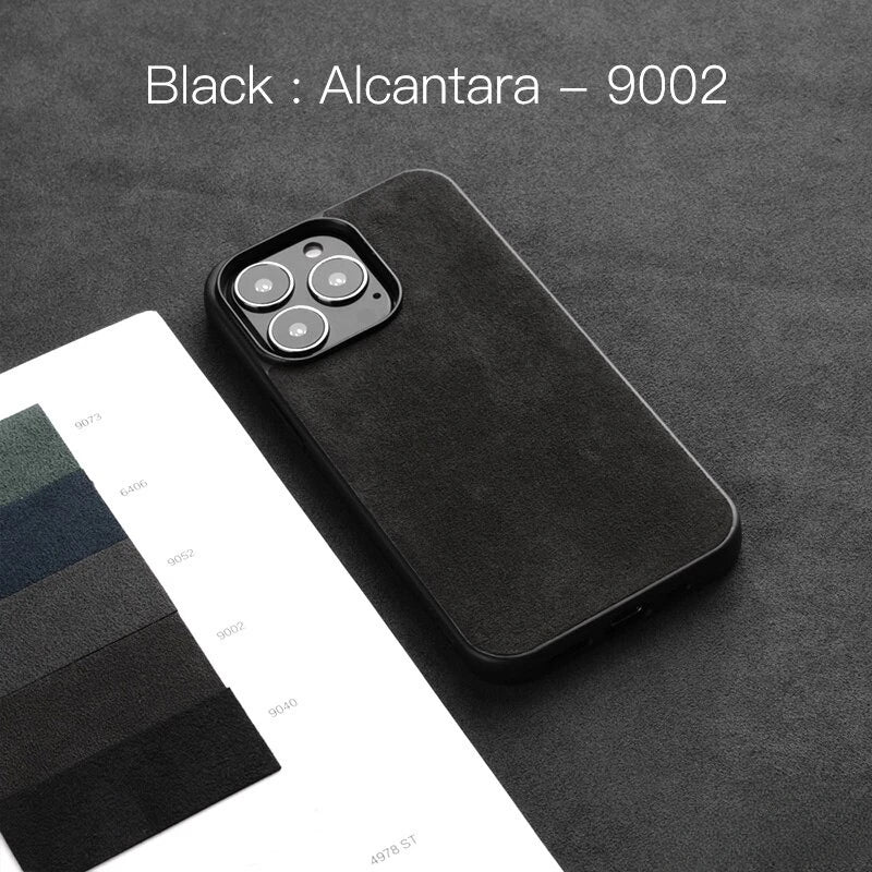 Solid Color Alcantara Phone Case for iPhone 17 Pro Max 17air 16 Pro 16E 15 Plus 14 13 12 Mini 11 XS XR Suede Leather Hard Cover