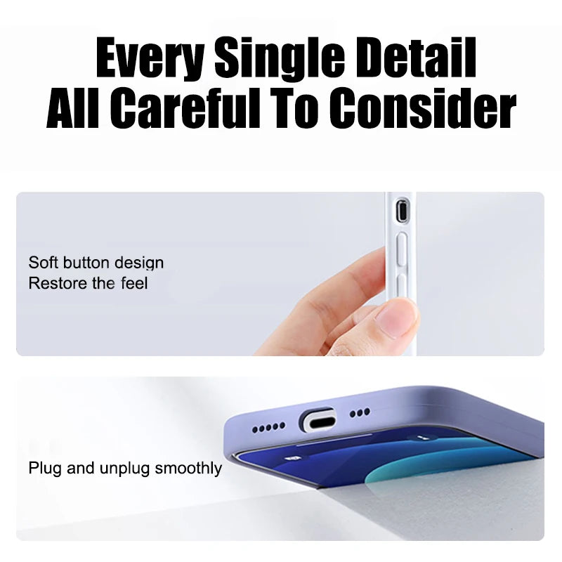 Luxury Liquid Silicone Phone Case for APPLE iPhone 18 13 12 14 15 16 Pro Max Cases for iPhone 17 Pro Shockproof Protector Cover