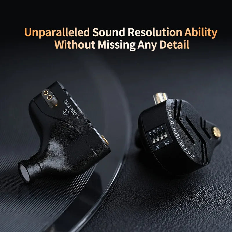 KZ ZS12 Pro X Metal Hybrid Earphones with Adjustable Bass Tuning