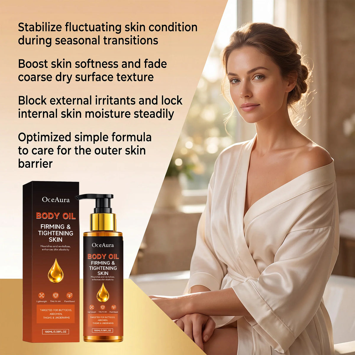 Anti-Cellulite Body Firming Oil Plant Based Nourish Smoothing For All Body Area Skin Tightening Contouring Massage Treatment Oil