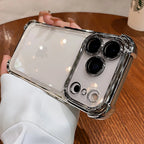 Luxury Electroplate Shockproof Transparent Phone Case For iPhone 18 17 16 15 14 13 12 Pro Max Plus Air Clear Bumper Cases Cover