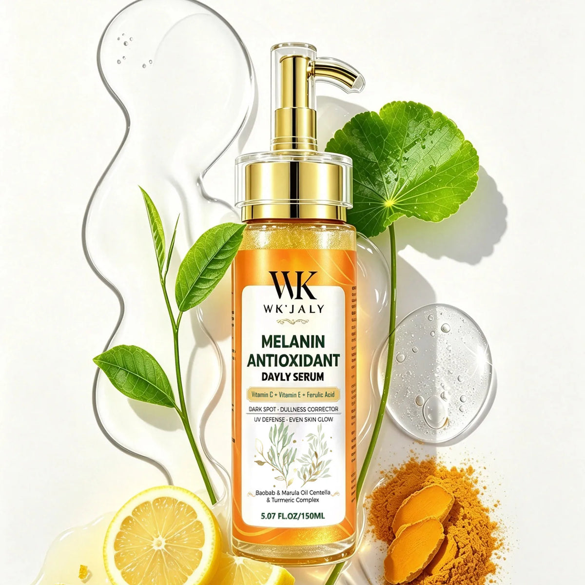 WK JALY Dark Spot Correcting Day and Night Serum, With Turmeric, Vitamin C, Moisturizing, Lightening, Even Skin Tone Essence