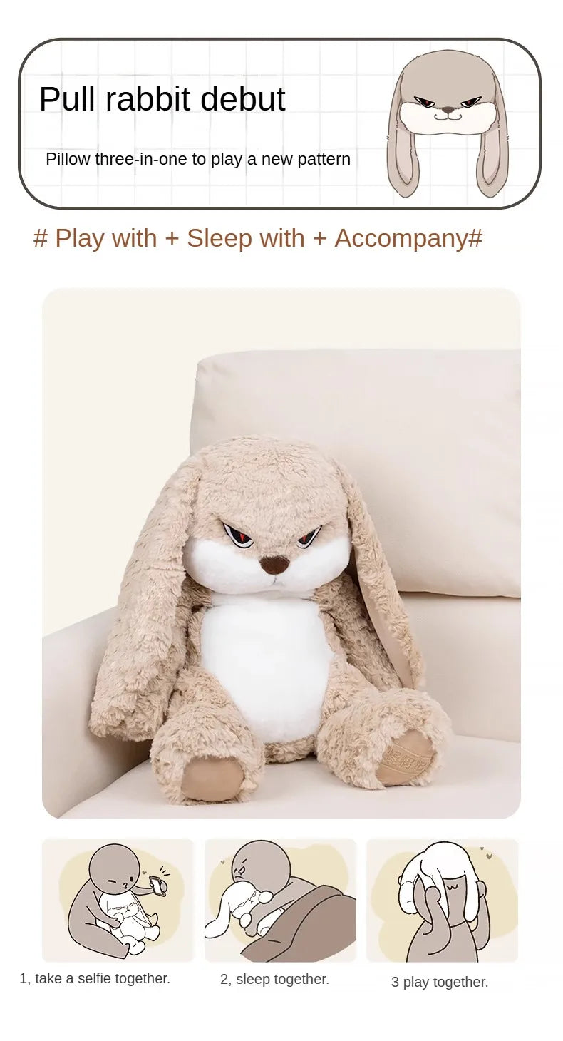 35cm Angry Rabbit Plush Toy Cute Long Eared Rabbit Stuffed Animals Soft Plush Children Gifts Doll Room Decor Birthday Gifts