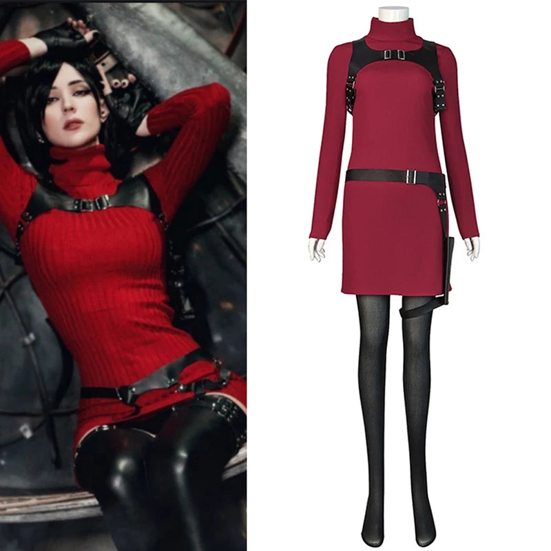 Female Ada Cosplay Wong Costume Dress Belt Roleplay Outfits Fantasia Halloween Carnival Disguise Suit For Adult Women Girls