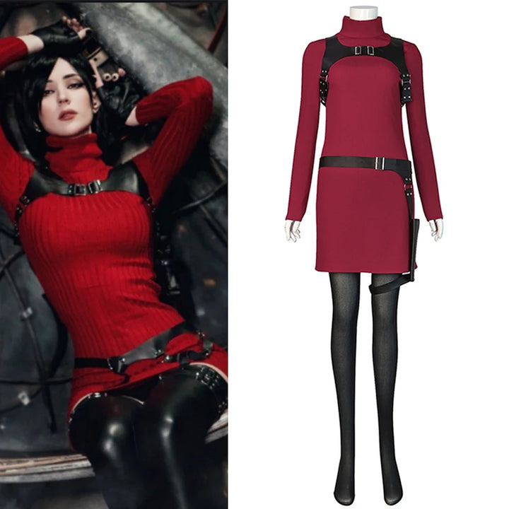 Female Ada Cosplay Wong Costume Dress Belt Roleplay Outfits Fantasia Halloween Carnival Disguise Suit For Adult Women Girls