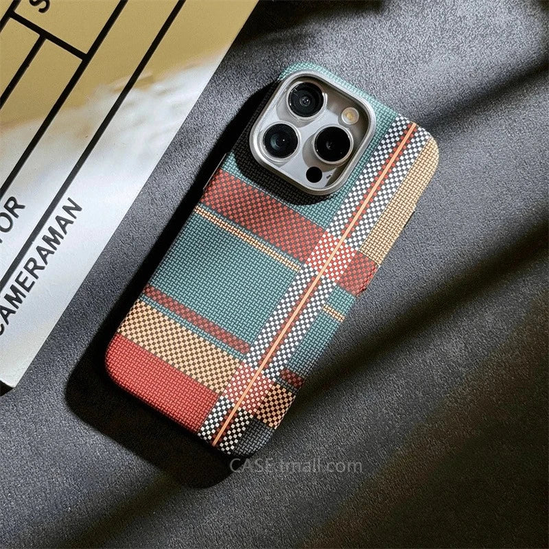 Relief Carbon Fiber Magnetic Case for iPhone 15 Pro Max 16 17 Pro Phone Cover Camera Metal Lens Protective Shell Hard PC Fundas