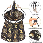 Funny Pumpkin Pet Halloween Costumes Cape Adjustable Soft Halloween Dog Cloak Hat Bat Black Cats Cosplay Clothes Cats