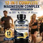 Magnesium 12-IN-1 Complex Capsules - Bone & Heart Health Supplement, Sleep Support,Muscle Relaxation,Stress & Anxiety Relief
