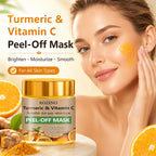 50g Turmeric and Vitamin C Peel-Off Mask, Brightens Skin Tone, Moisturizes, Smoothes, Nourishes, Tightens the Face, Anti-Wrinkle Skin Care, Firming and Lifting, Plumps Skin, Specially Designed for Large Pores and Loose Skin,