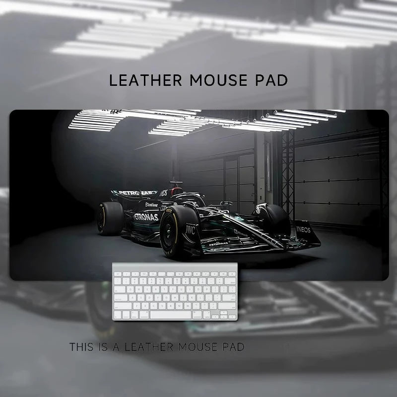 HD Boys Loves  F1 Racing Car Leather Mouse Pad Oversized Computer Desk Workstation Desk Non-slip and Dirty-resistant Mouse Pad