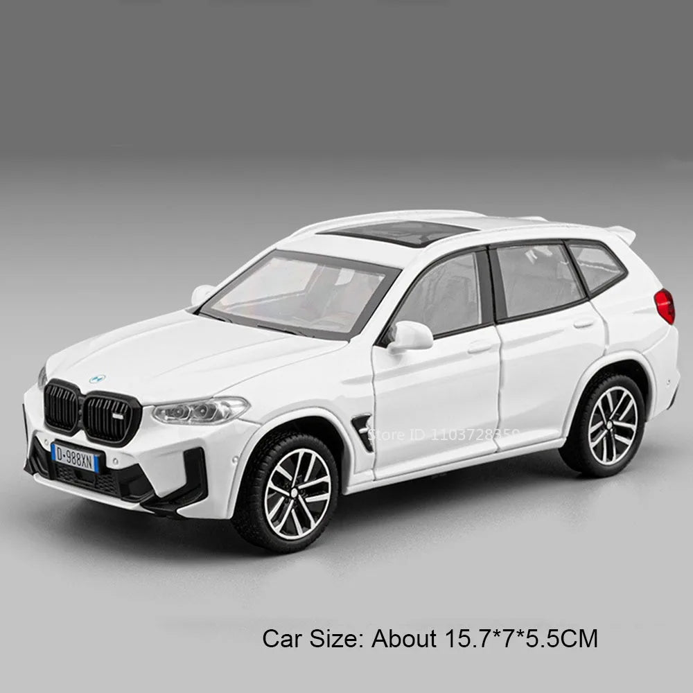 Scale 1:32 M4 X3M Toy Car Model Pull Back Music Light Doors Opened Miniature Vehicle Metal Diecast Models Kids Educational Gifts