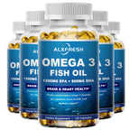 Alxfresh Wild Caught Omega 3 Fish Oil– 120/60 Soft Gels –3600mg High EPA 1300mg DHA 900mg Non-GMO Gluten Free Dietery Supplement