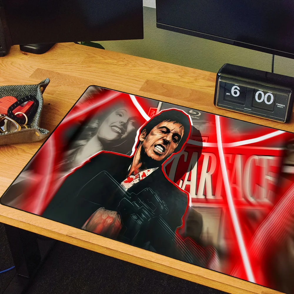 Film Scarface Tony Montana Mouse Pad Large Desk Mat Keyboard Ergonomic Office Rubber PC Non-slip Anti-fray Home Custom