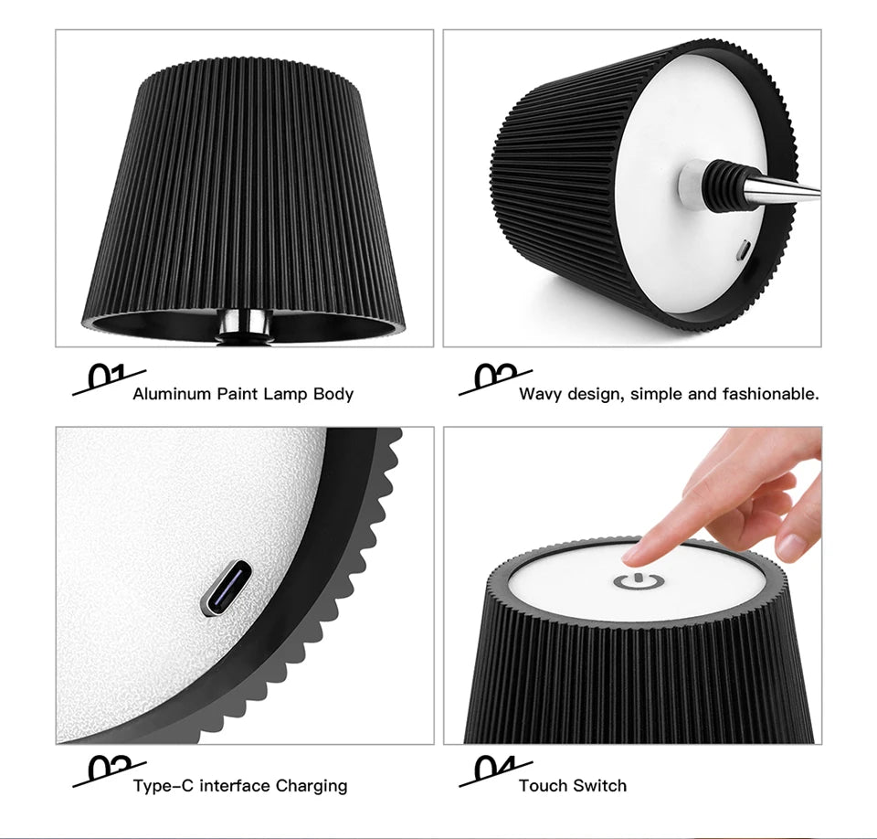 Dual Purpose Wine Bottle Vases Base Rechargeable LED Table Lamp Touch Dimmable Bedside Dinner Night Light Decor Study Desk Lamp