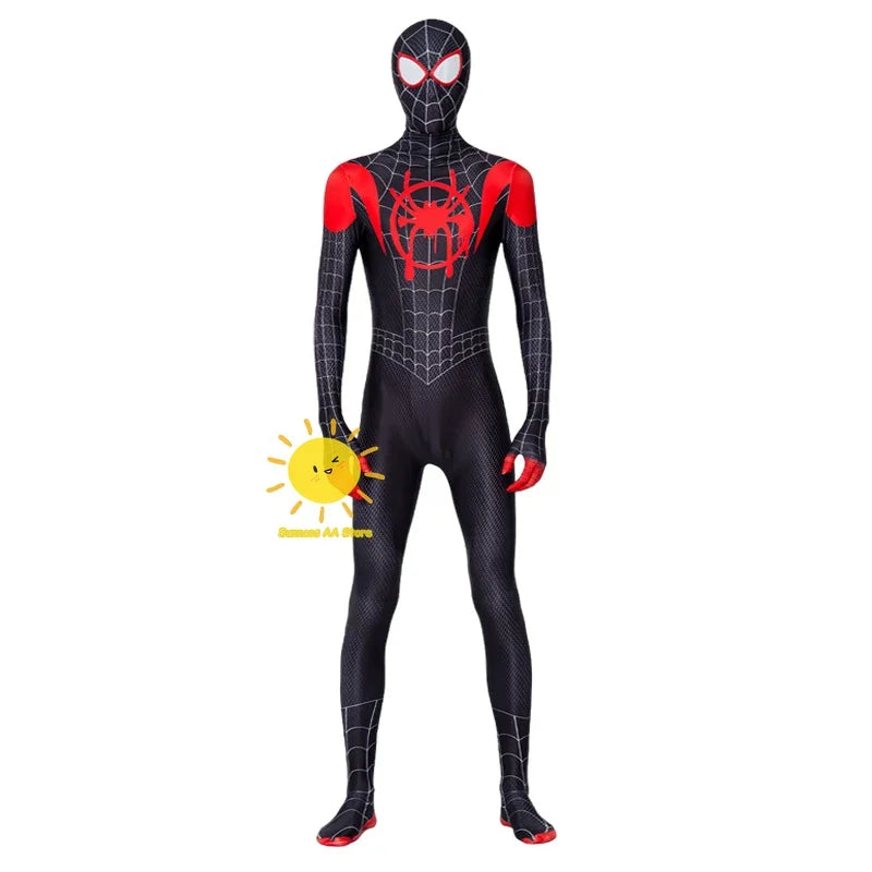 BEAST KINGDOM Spider Miles Morales Cosplay Halloween Jacket Bodysuit Mask Party Costume Suits Spider Miles Fantasy for Unisex