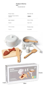 Children's Simulation Kitchen Toys, Early Education Educational Toys, Wooden Simulation Pots and Pans, Food, Role-Play Chef