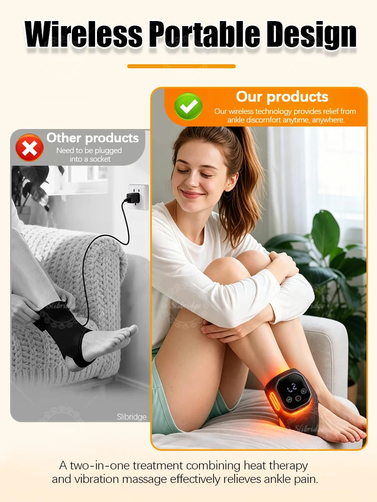 Electric Ankle Massager Heated Foot Massager with Vibration Massage Modes Portable Wrap Device for Home Relaxation Care
