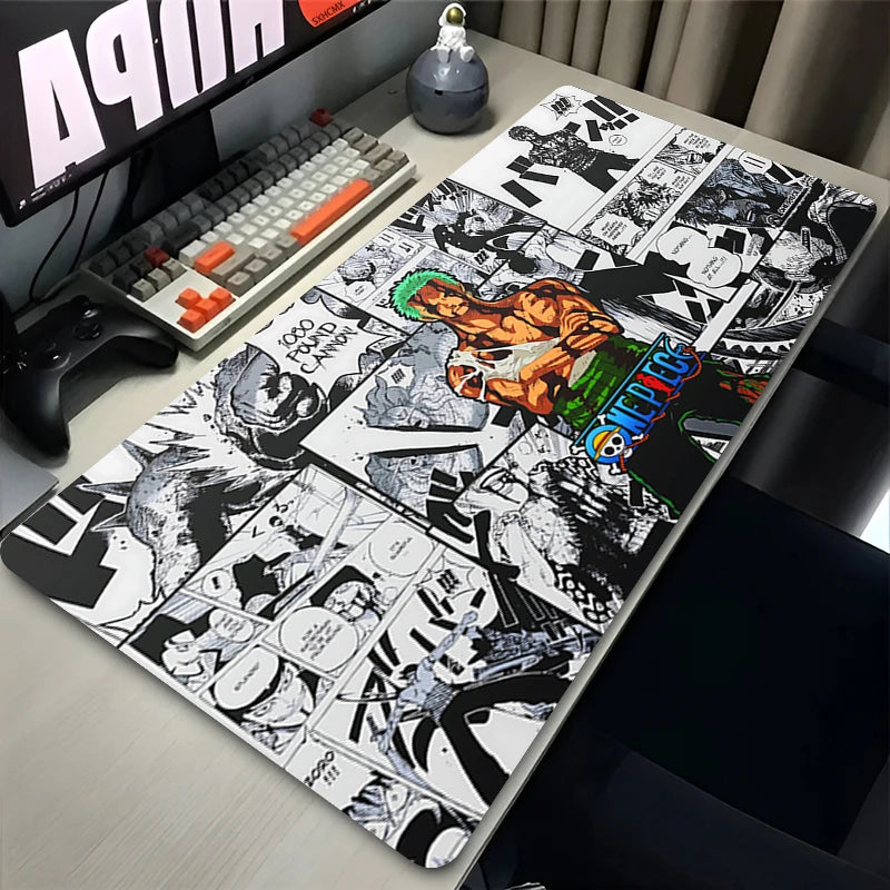 Gaming Mouse Pad Gamer Home Computer Accessories Cool One Piece Roronoa Zoro Mousepad XXL Keyboard Pad Non-Slip Office Mouse Mat