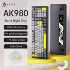 AJAZZ AK980 98% Mechanical Keyboard Gasket Mount Hot Swappable Wireless RGB Multi-Layer Foam Dampening PBT Keycaps
