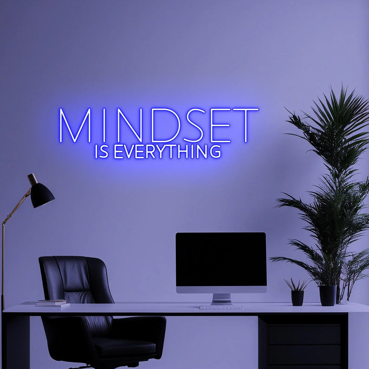 Mindset Is Everything Neon Sign , Motivational LED Wall Light ,Inspirational Quote Wall Decor for Office, Gym Home Decor