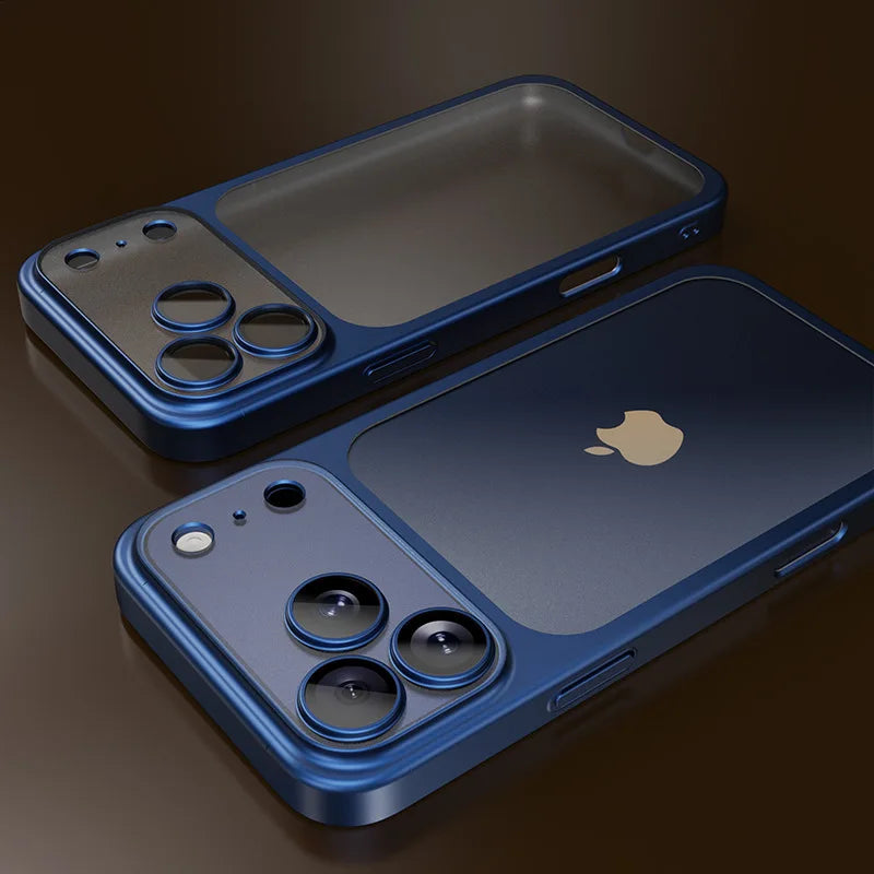Luxury Plating Matte Ultra Slim Case for iPhone 17 18 16 15 14 13 12 Pro Max Camera Lens Film Protector Frosted Shockproof Case