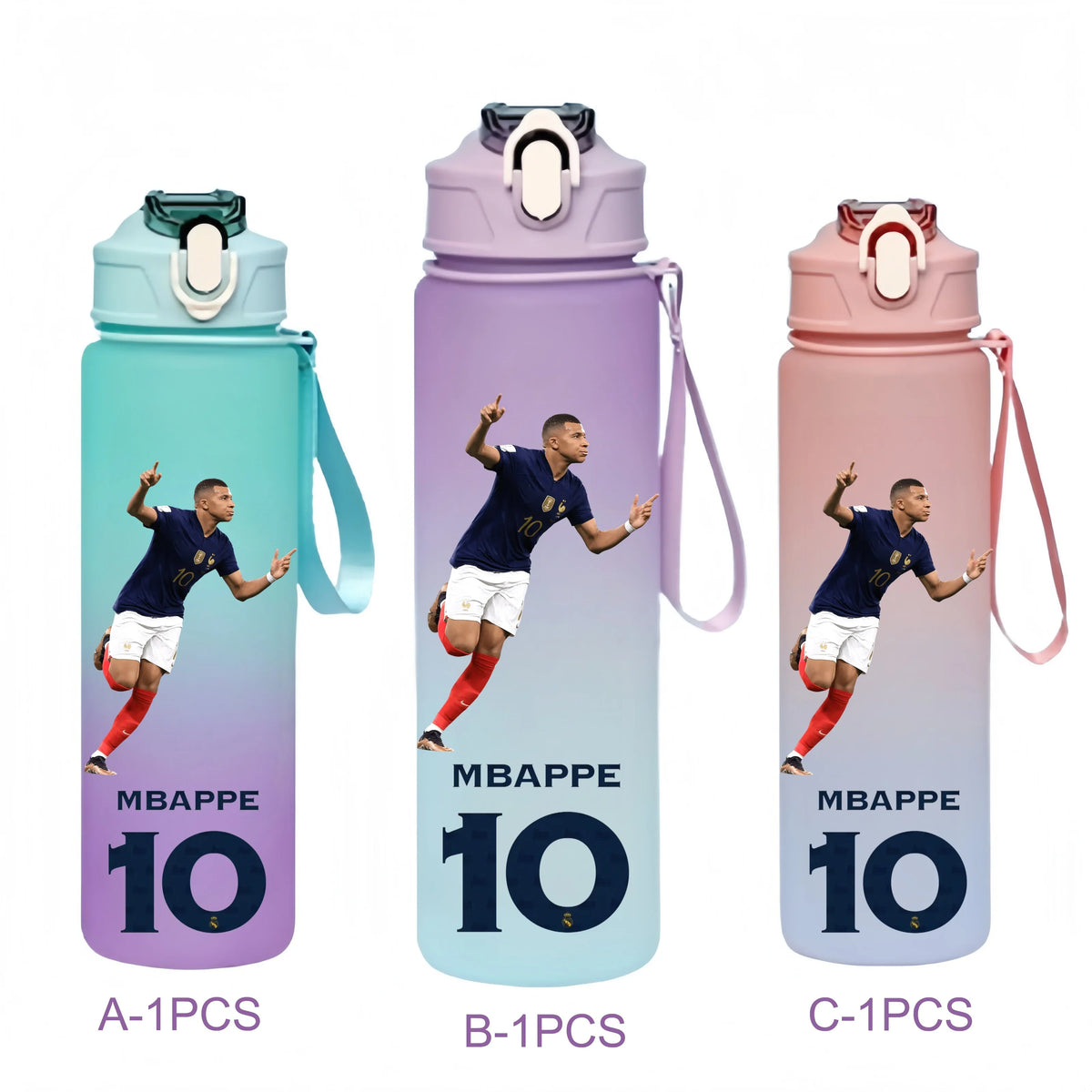 750ML Messi Modrić Neymar Football Star Straw Water Cup Portable Fitness Drink Bottle Kettle Leakproof Drinkware Fans Gifts