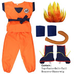Adult Kids Son Goku Gui Carnival Cosplay Anime Costumes Halloween parties and Holiday Including Tail Wrist Wig Blue Gold Design