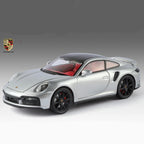 1:24 Porsche 911 992 Turbo S Alloy Sports Car Model Diecast Metal Racing Vehicles Car Model Simulation Sound Light Kids Toy Gift