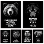 Motivational print, believe in yourself, never be afraid, awaken the beast within, animal motivational poster office decoration