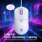 Wired Gaming Mouse RGB 6 Buttons Programmable Gaming Mouse 4 DPI Adjustable Gamer Mouse Ergonomic Computer Mouse 1.5m Braided Cable RGB Breathing Light Mouse for PC Laptop Desktop Gaming Mice Purple