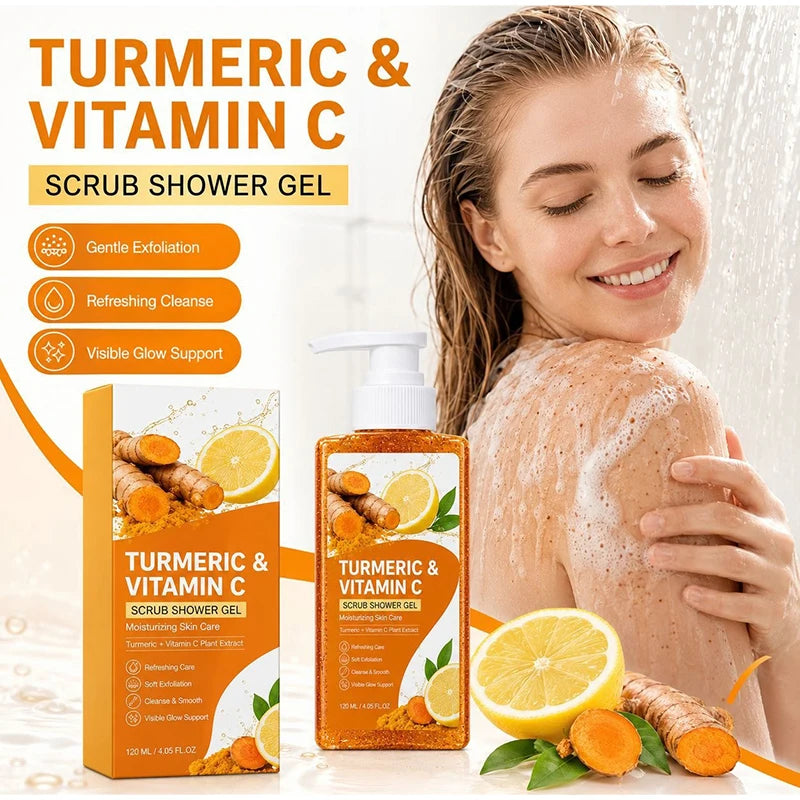 Turmeric Orange Vitamin C Body Wash Fresh Fragrance Shower Gel Moisturizing Brightening Exfoliating Deep Cleaning Smooth Skin