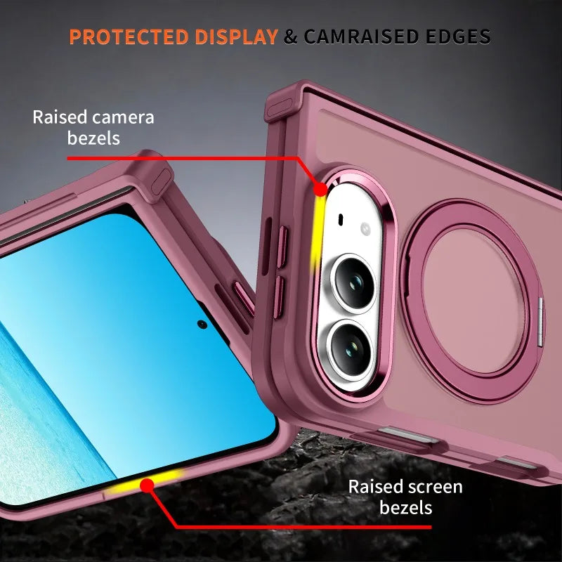 Fashion Feel 360 Degree Rotating Foldable Phone Case for IPhone Duo Fold for IPhone Ultra Metal Lens Frame Shockproof PC Cover