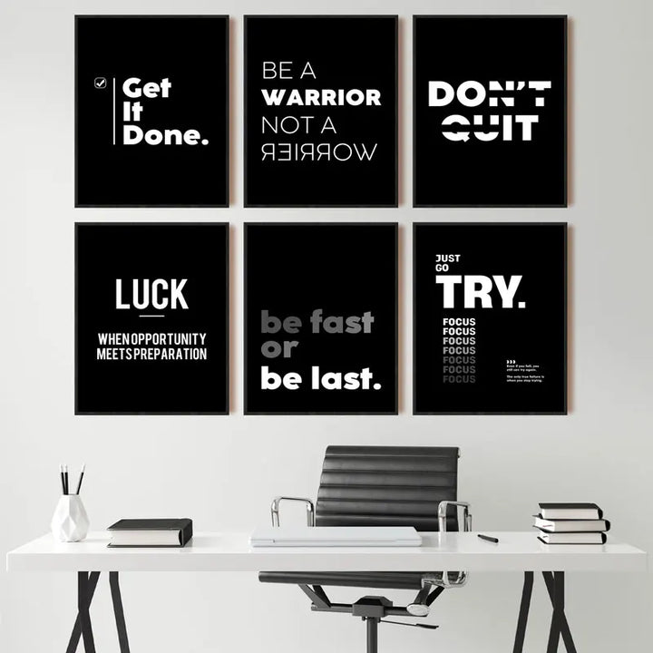Simple Black White Inspirational Quotes Canvas Art Poster Prints Modern Motivational Wall Decorative Picture for Home Office