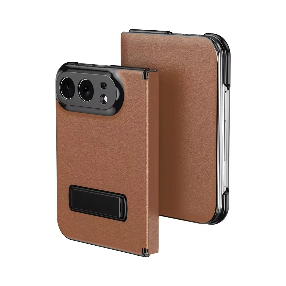 Luxury Leather Magnetic Alloy Bracket Phone Case For iPhone Duo 18 Fold Anti-Drop Shockproof Protective Cover 2 sold byBaiYiS Di