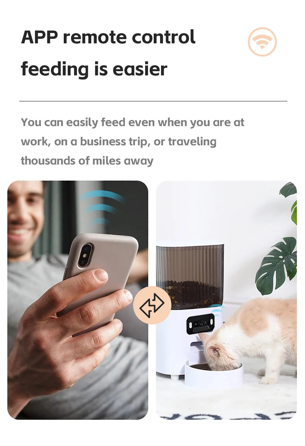 5L Pet Feeder with Camera Automatic Cat Feeder Smart Dog Food Dispenser WiFi Timing Stainless Steel Feeding Bowl（No 5V 2A Plug）