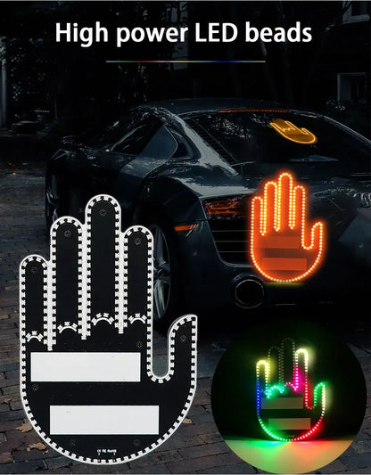 Car Gesture Light with Remote Control – Funny LED Palm Light for Road Rage Reactions