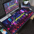 Black Gaming Mousepad XXL Rubber Non-slip Office Deskmat Anime Girl Playmat C-Cyberpunks Style Lock Edge PC Keyboard Accessories