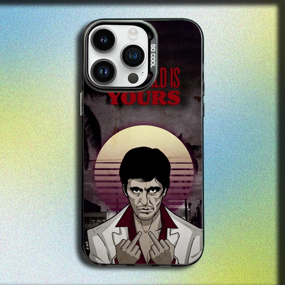 Movie S-Scarfaces Tony M-Montana Phone Case For iPhone 16,15,14,13,12,11,Mini,Pro,SE,MAX Gray Matte Silicone Black Cover