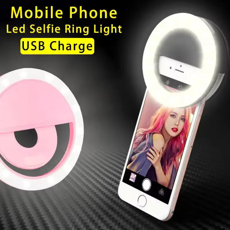 1 USB-Ladekabel LED Selfie-Ringlicht Einstellbare Helligkeit Handy-Kamera-Fülllicht für iPhone Samsung Xiaomi Huawei
