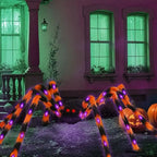 8 Modes Halloween Spider Web Lights Glow Waterproof Luminous Halloween Spider 5m Triangle Scary Giant Spider Bar